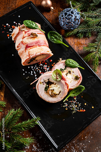 turkey roulade on the Christmas table