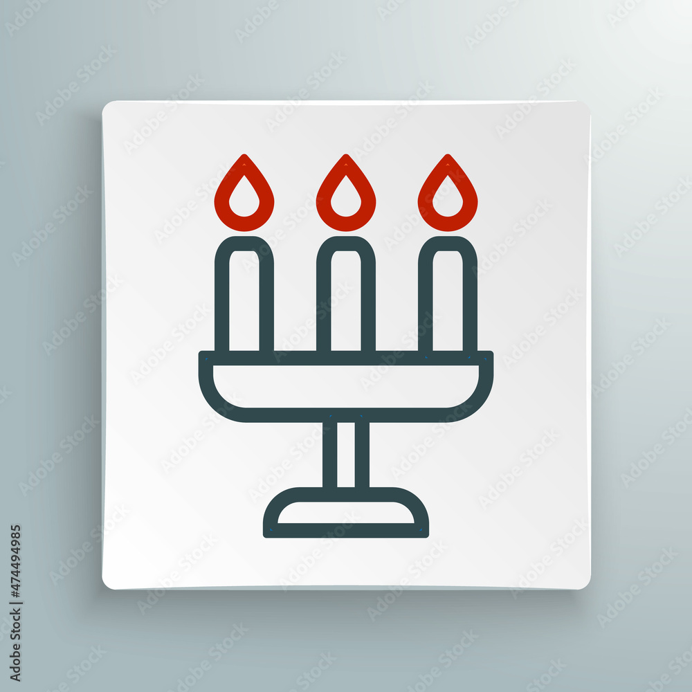 Line Candelabrum with three candlesticks icon isolated on white background. Colorful outline concept. Vector Line Candelabrum with three candlesticks icon isolated on white background. Colorful outline concept. Vector