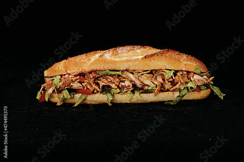 turkish meat doner sandwich and pickles