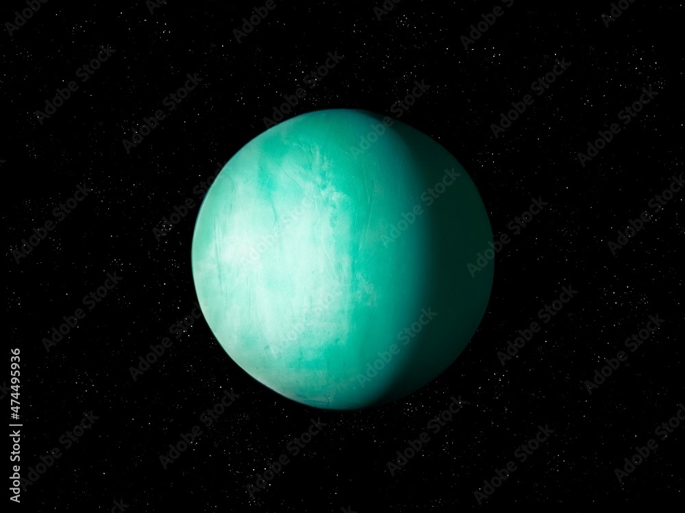 Obraz premium Realistic earth-like exoplanet in space, terrestrial planet with atmosphere 3d illustration. 