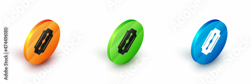 Isometric Blade razor icon isolated on white background. Circle button. Vector