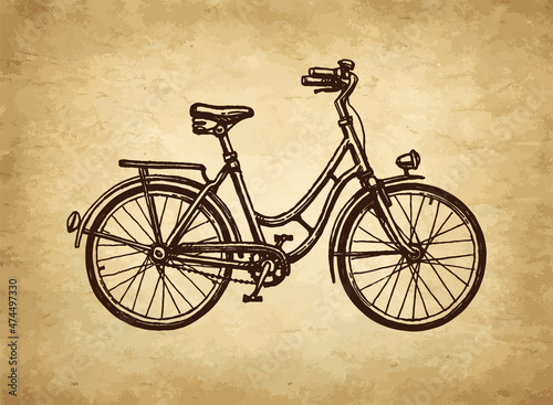 Vintage bicycle ink sketch.