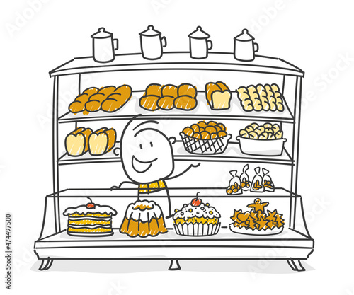 Strichfiguren / Strichmännchen: Bäckerei, Konditorei. (Nr. 708)