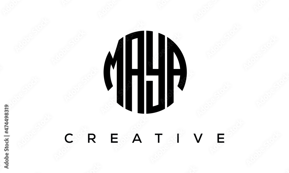Letters MAYA creative circle logo design vector, 4 letters logo Stock ...
