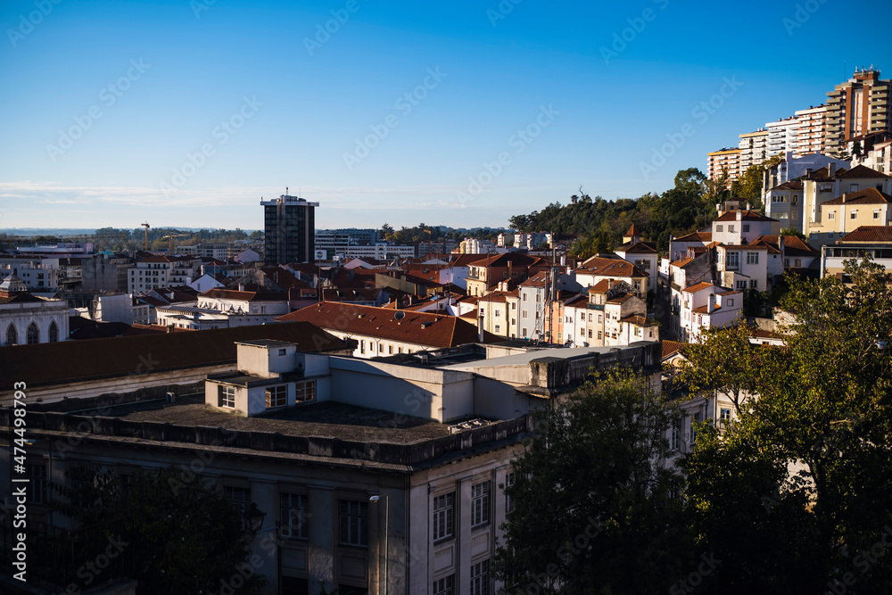 A view from above of the houses of Coimbra, Portugal.