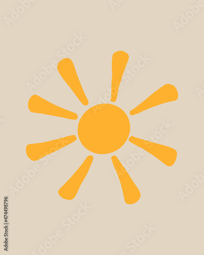  Vector illustration sun boho style. Cute hand drawn boho sun. Boho-style childrens room decoration.