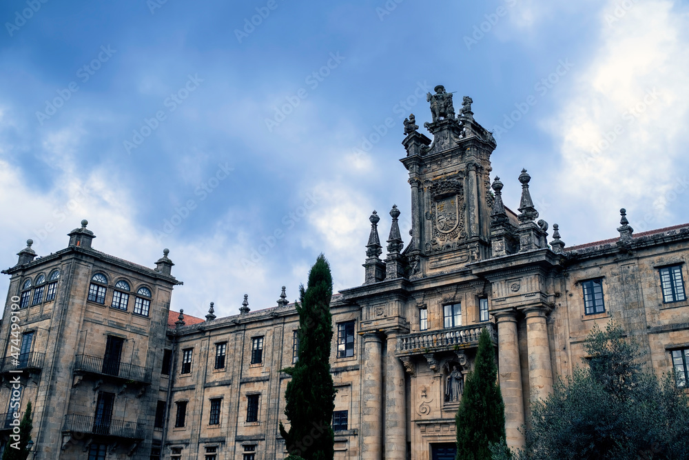 View of the Monastery of San Martino Pinario in the city of Santiago de Compostela, Galicia, Spain.