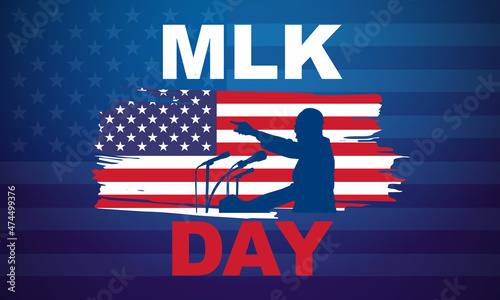 Martin Luther King Jr. Day. MLK. Third Monday in January. Holiday concept. Template for background, banner, card, poster with text inscription. Vector EPS10 illustration photo