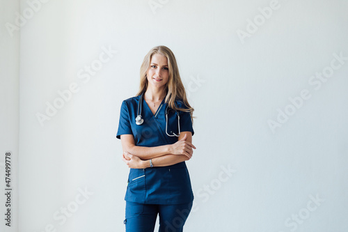 Bild auf Leinwand beautiful woman doctor therapist in polyclinic hospital