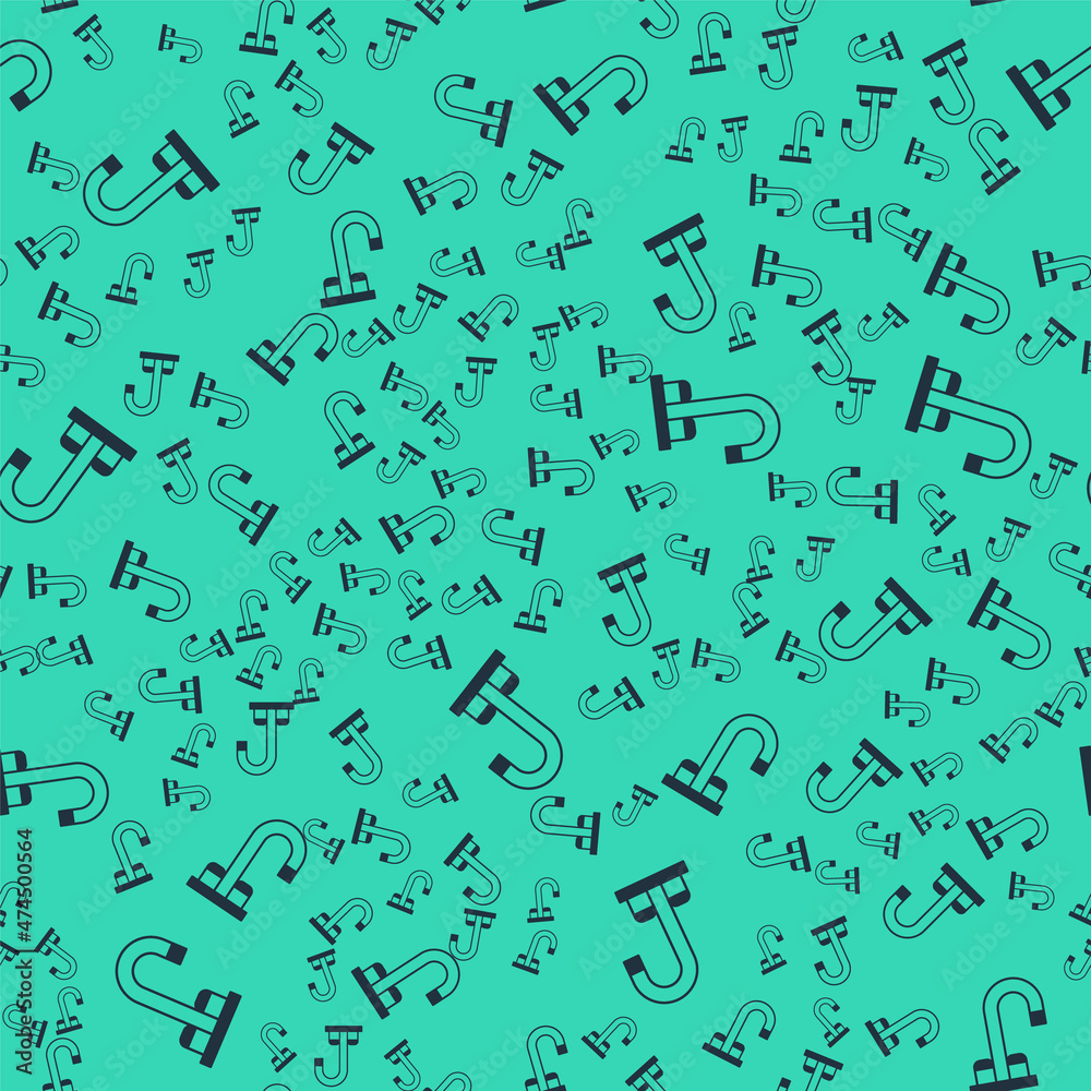 Black Water tap icon isolated seamless pattern on green background. Vector Black Water tap icon isolated seamless pattern on green background. Vector