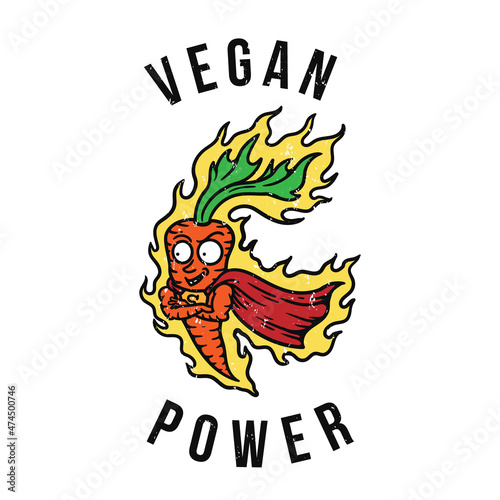 muscle carrot superhero illustration wearing flying cape