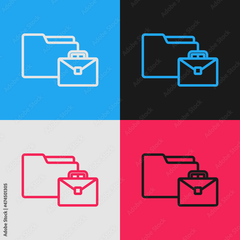 Pop art line Online working icon isolated on color background. Freelancer man working on laptop at his house. Remote work. Distant job concept. Vector Pop art line Online working icon isolated on color background. Freelancer man working on laptop at his house. Remote work. Distant job concept. Vector