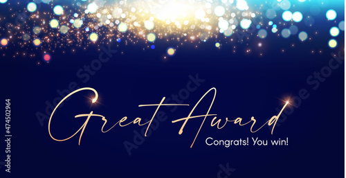 Victory abd Award design. Abstract shining background with bokeh effect.