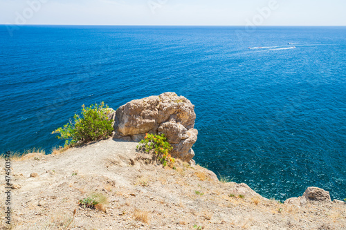 Summer Crimean landscape. Rocky Black Sea coast