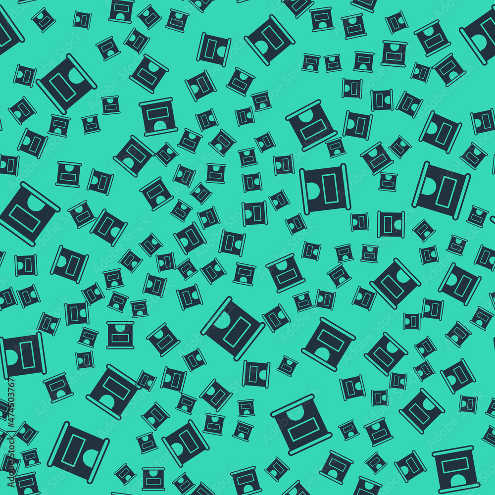 Black Ticket office to buy tickets for train or plane icon isolated seamless pattern on green background. Buying tickets. Ticket service. Vector Black Ticket office to buy tickets for train or plane icon isolated seamless pattern on green background. Buying tickets. Ticket service. Vector