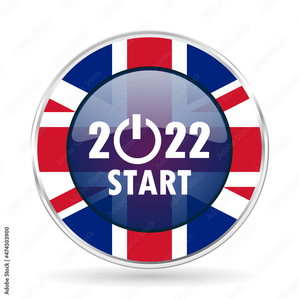 New year 2022 british design web icon, round glossy english concept button on white background New year 2022 british design web icon, round glossy english concept button on white background