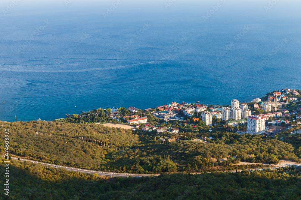 Foros aerial view, coastal landscape, Crimea