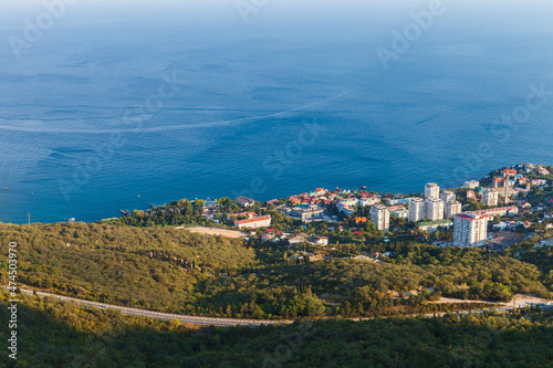 Foros aerial view, coastal landscape, Crimea