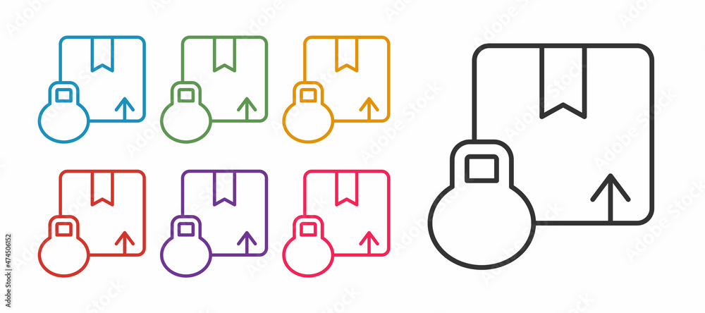Set line Carton cardboard box icon isolated on white background. Box, package, parcel sign. Delivery and packaging. Set icons colorful. Vector Set line Carton cardboard box icon isolated on white background. Box, package, parcel sign. Delivery and packaging. Set icons colorful. Vector