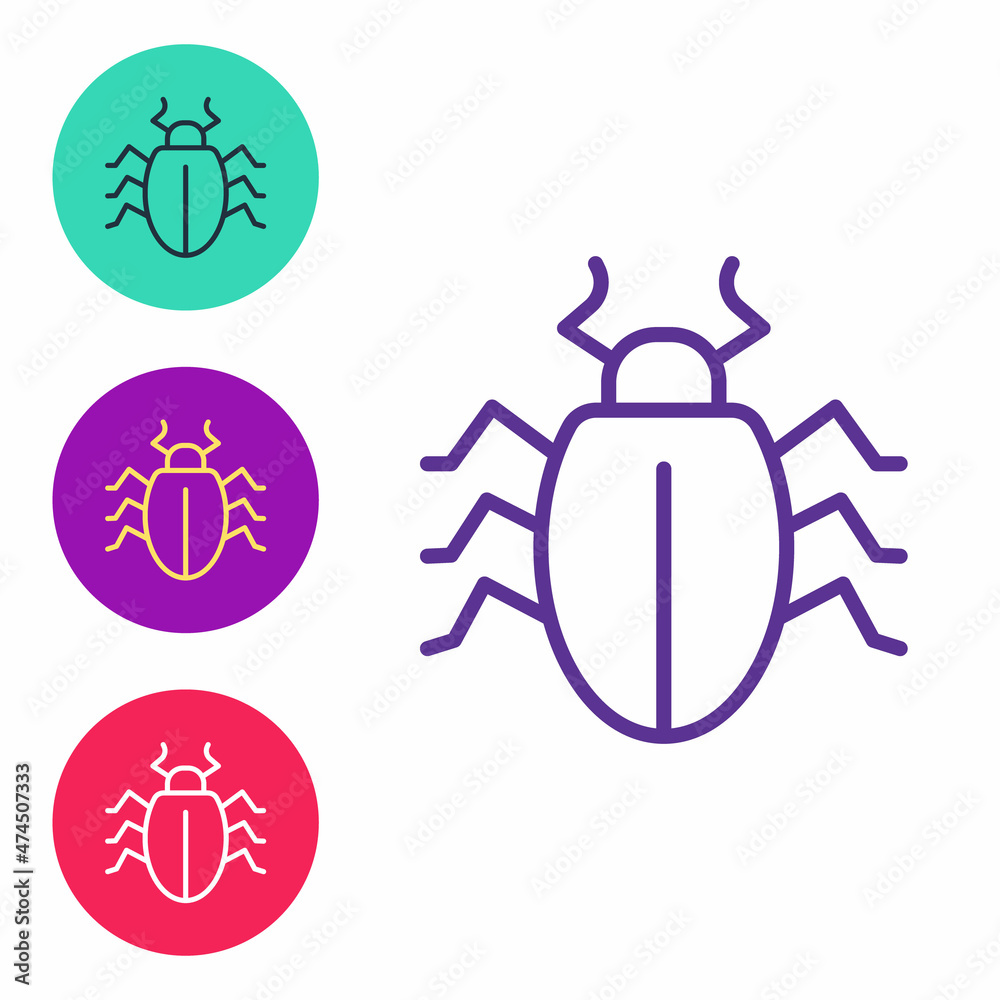 Set line Colorado beetle icon isolated on white background. Set icons colorful. Vector Set line Colorado beetle icon isolated on white background. Set icons colorful. Vector