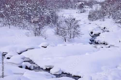 雪国の朝 冬の朝の風景
