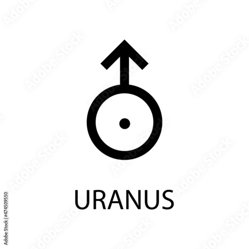 Uranus icon. Planet symbol. Vector black sign on white. Astrological calendar. Jyotisha. Hinduism, Indian or Vedic astrology horoscope photo