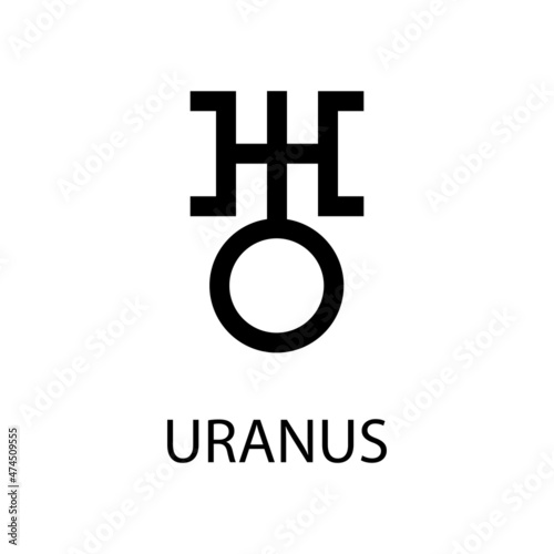 Uranus icon. Planet symbol. Vector black sign on white. Astrological calendar. Jyotisha. Hinduism, Indian or Vedic astrology horoscope