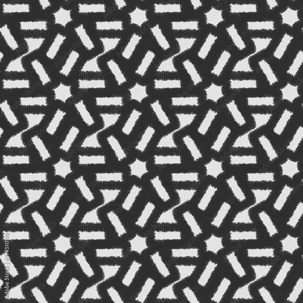 Seamless geometric pattern of mandalas, circles, lines. A white ornament on a black background, hand-drawn. Retro style. Design of the background, interior, wallpaper, textiles, fabric, packaging. Seamless geometric pattern of mandalas, circles, lines. A white ornament on a black background, hand-drawn. Retro style. Design of the background, interior, wallpaper, textiles, fabric, packaging.