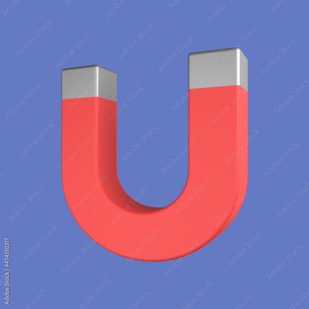 3d cartoon horseshoe magnet isolated on blue background, horseshoe magnet object. 3d rendering illustration 3d cartoon horseshoe magnet isolated on blue background, horseshoe magnet object. 3d rendering illustration