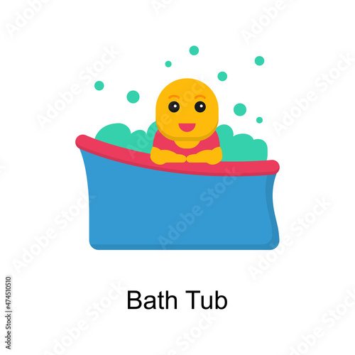 Bath Tub Vector illustration in flat style. Pediatrics symbol in EPS file.