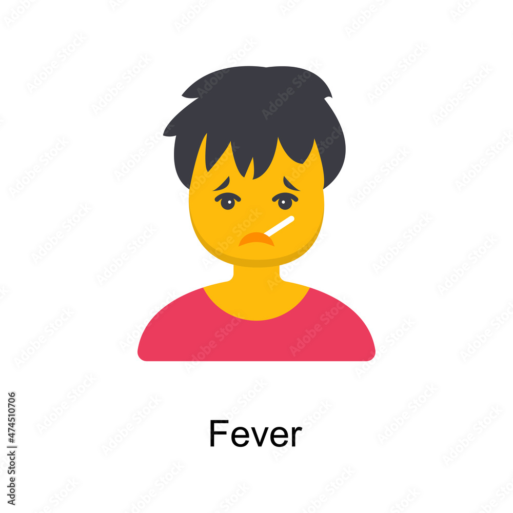 Fever Vector illustration in flat style. Pediatrics symbol in EPS file. Fever Vector illustration in flat style. Pediatrics symbol in EPS file.