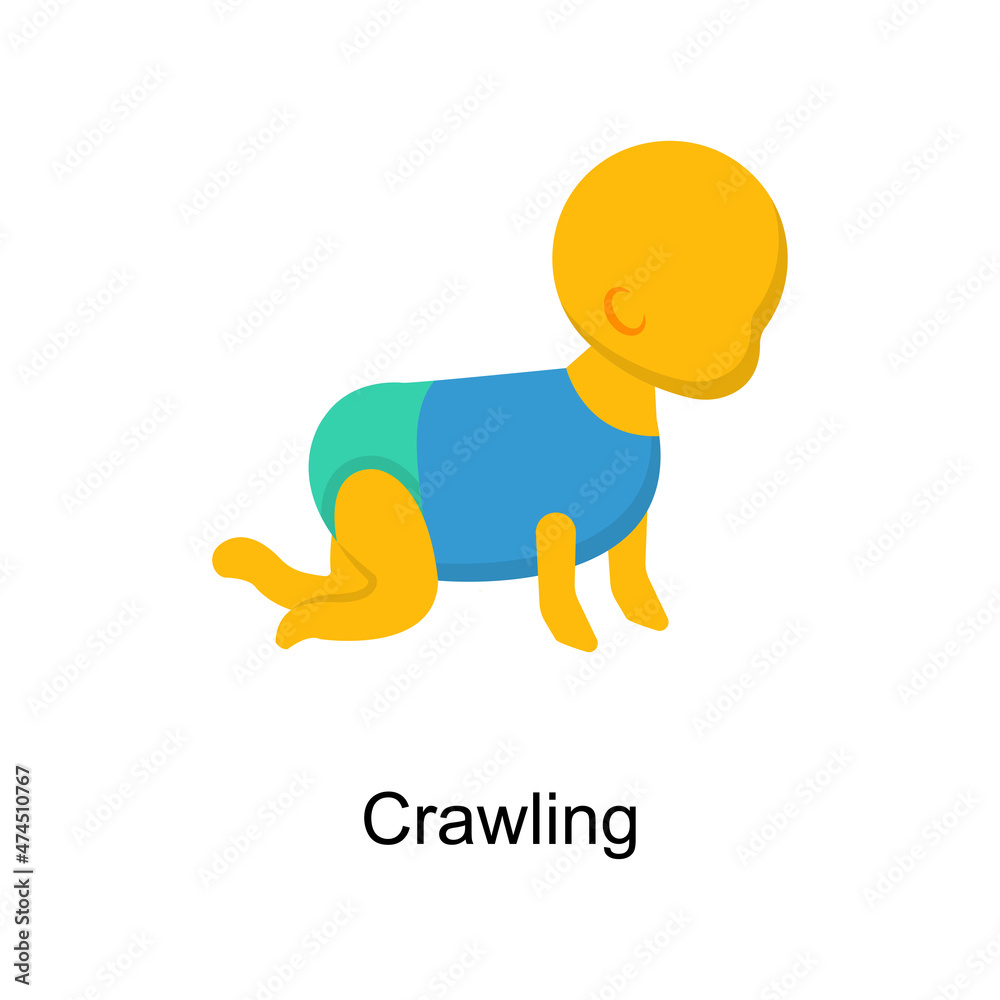 Crawling Vector illustration in flat style. Pediatrics symbol in EPS file. Crawling Vector illustration in flat style. Pediatrics symbol in EPS file.