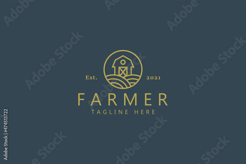 Barn Farmer Premium Vector Logo