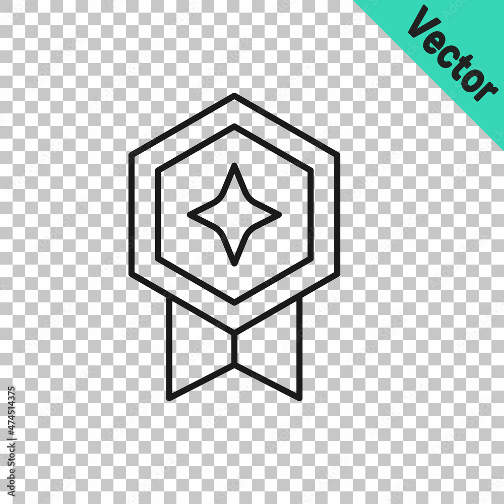 Black line Game rating with medal icon isolated on transparent background. Level results for game. Vector Black line Game rating with medal icon isolated on transparent background. Level results for game. Vector