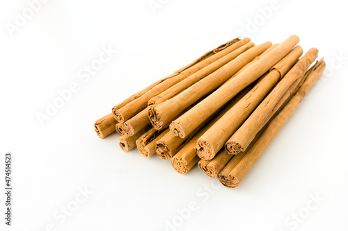 Long Ceylon Cinnamon Sticks isolated on White Background