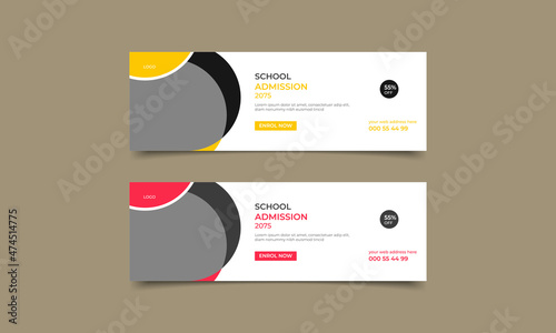 Kids School Admission open social media cover template.