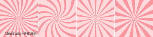 Candy Swirl Pink Background Set. Color Caramel Twirl Pattern. Strawberry  Raspberry Lollipop  Yogurt Twist Template. Abstract Modern Design. Vector Illustration