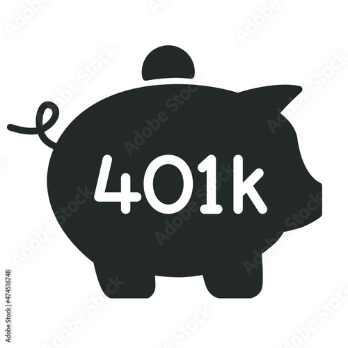 401K retirement plan piggy bank vector icon
