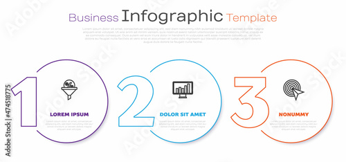 Set line Lead management, Monitor with graph chart and Target. Business infographic template. Vector