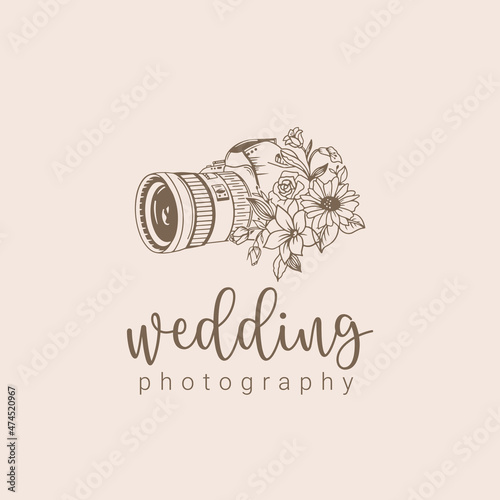 Floral camera for wedding photography logo