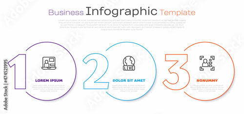 Set line World news, Live report and Television. Business infographic template. Vector