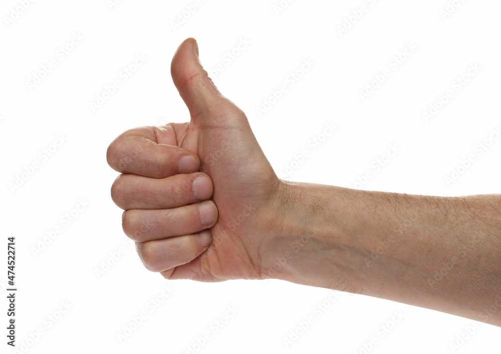 Hand showing fingers, hitchhiker isolated on white Hand showing fingers, hitchhiker isolated on white