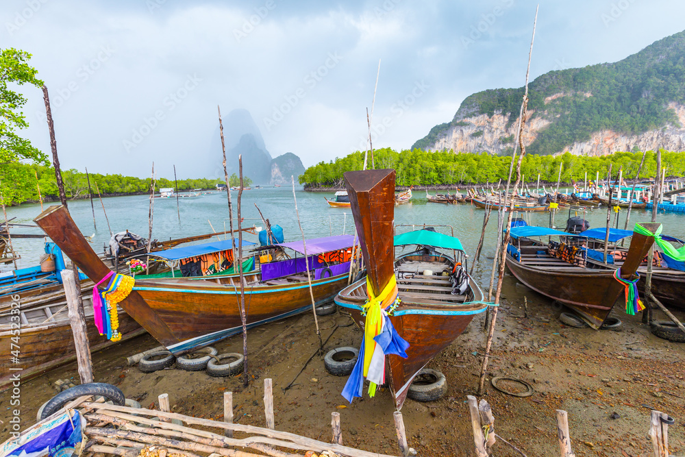 Fishing boat is parked nearly coast at Ban Hin Rom port, Thailand.