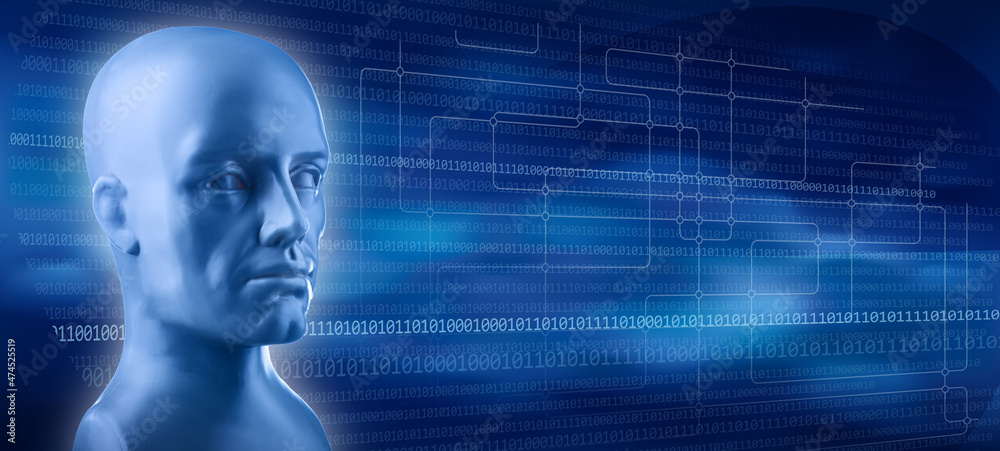 Obraz premium Metaphorical illustration of artificial intelligence and robotic