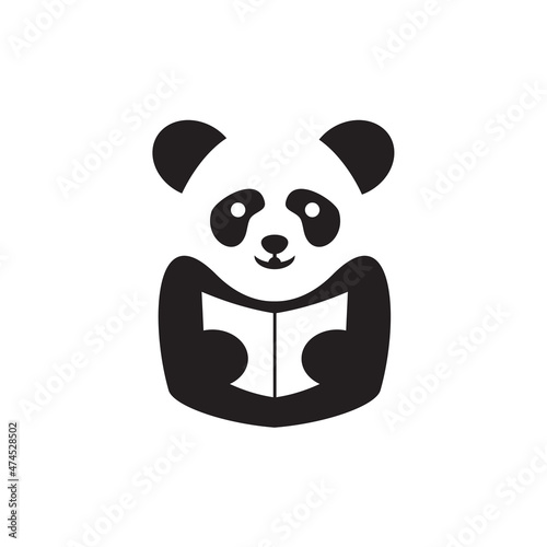 Fototapeta Naklejka Na Ścianę i Meble -  Panda read book logo design for education