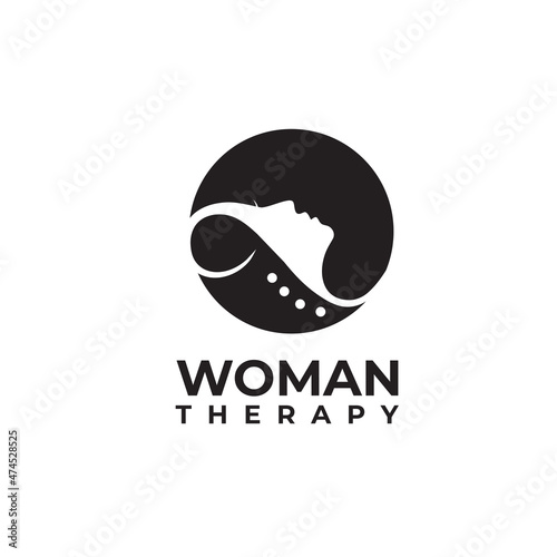 Woman physical therapy head and neck massage logo design