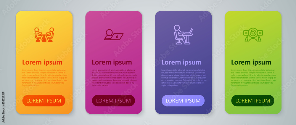 Set line Freelancer, Web camera, Meeting and Video chat conference. Business infographic template. Vector Set line Freelancer, Web camera, Meeting and Video chat conference. Business infographic template. Vector