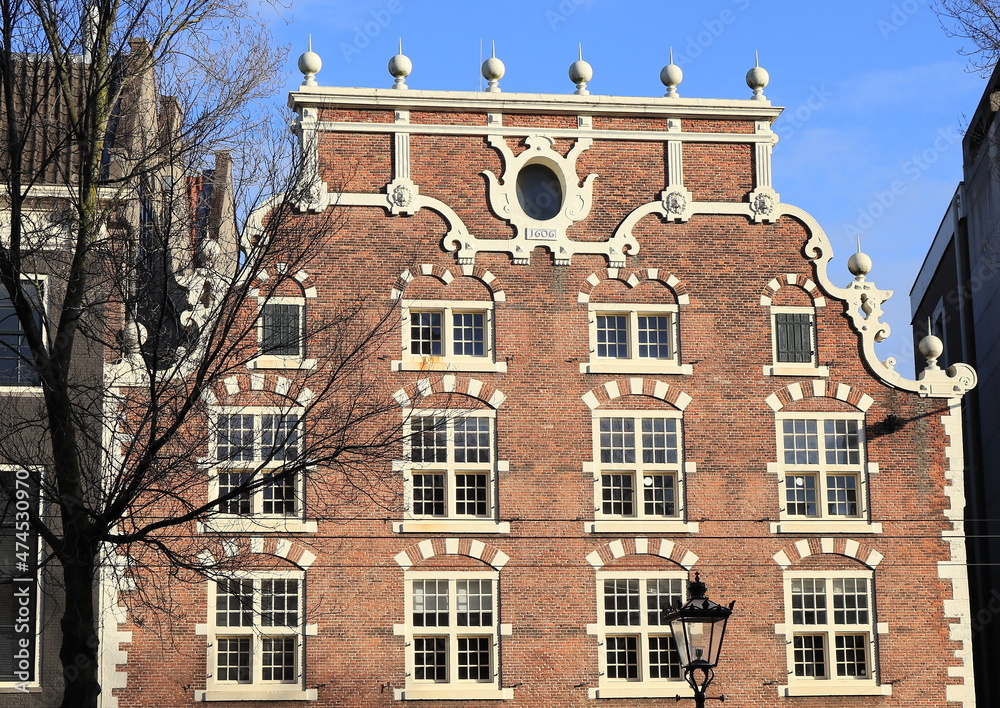 Former Armory Building Facade Close Up in Amsterdam, Netherlands