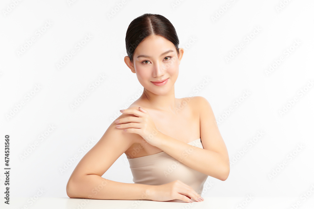 Beautiful young asian woman with clean fresh skin on white background, Face care, Facial treatment, Cosmetology, beauty and spa, Asian women portrait. Beautiful young asian woman with clean fresh skin on white background, Face care, Facial treatment, Cosmetology, beauty and spa, Asian women portrait.
