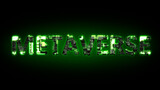 Metaverse glowing dark green cyber text on black, isolated - industrial 3D rendering